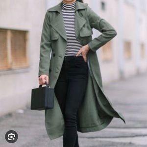 Petite XS Olive Green Trench